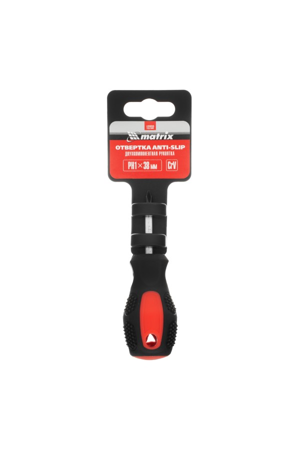 Отвертка Anti-Slip, PH1 х 38 мм, CrV, двухкомпонентная рукоятка Matrix