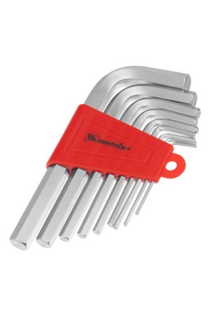 Набор ключей имбусовых HEX, 1.5-10 мм, CrV, 9 шт, коротких, с сатиновым покрытием Matrix