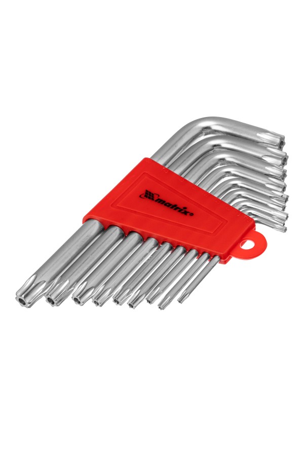 Набор ключей имбусовых Torx , 9 шт, T10-T50, CrV, коротких, с сатинированным покрытием Matrix