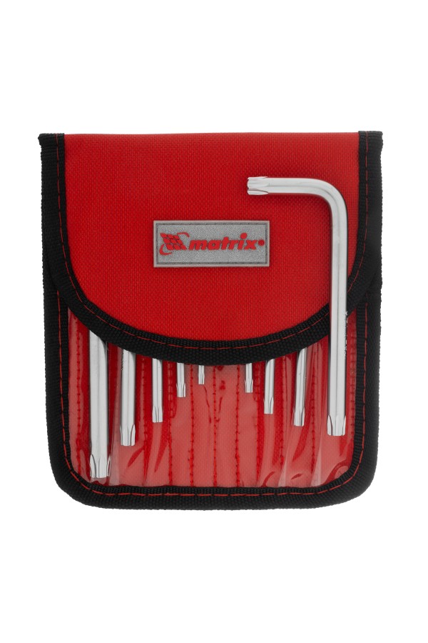 Набор ключей имбусовых Torx -Torx Tamper: 9 шт, T10-T50, CrV, коротких, с сатиновым покрытием, чехол Matrix