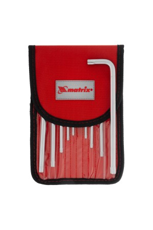 Набор ключей имбусовых Torx -Torx Tamper: 9 шт, T10-T50, CrV, удлиненных, с сатинированным покрытием, чехол Matrix