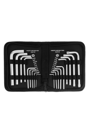 Набор ключей имбусовых HEX-Torx , 18 шт: HEX 1.5-10 мм, T10-T50, CrV, коротких, с сатиновым покрытием Matrix