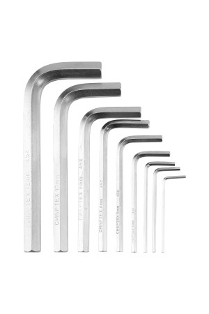 Набор ключей имбусовых HEX, 2-12 мм, 45x, закаленные, 9 шт, короткие, никель Сибртех