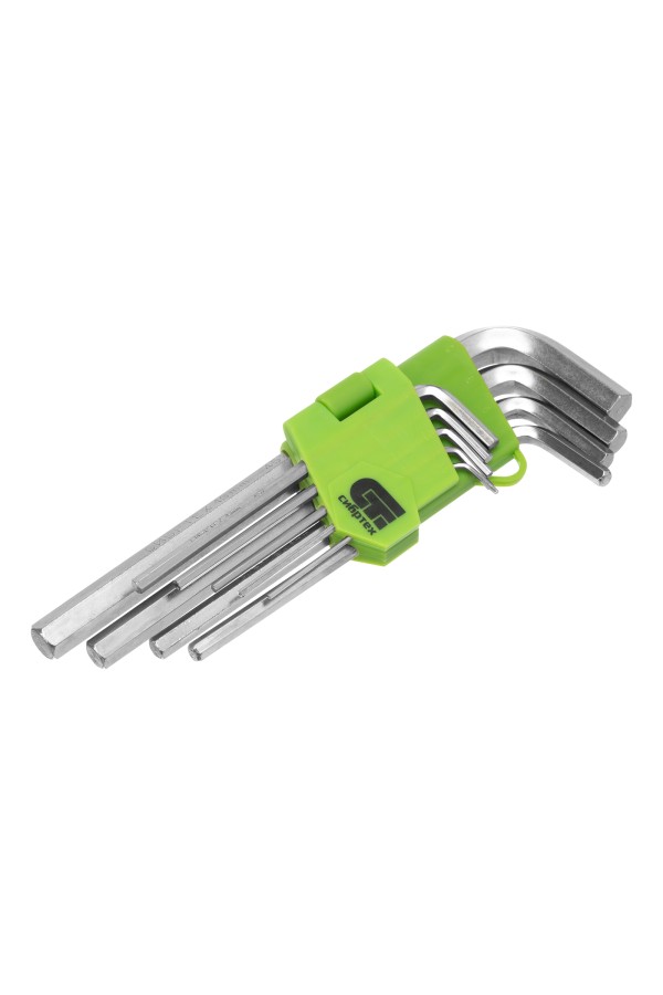 Набор ключей имбусовых HEX, 1.5-10 мм, 45x, закаленные, 9 шт, удлиненные, никель Сибртех