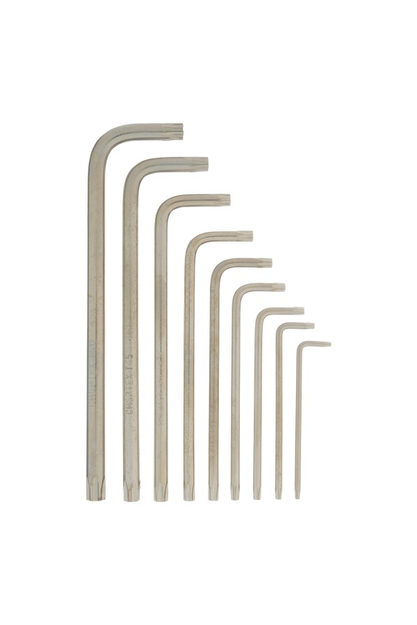 Набор ключей имбусовых Tamper-Torx , 9 шт: ТТ10-ТТ50.45x, закаленные, удлиненные, никель Сибртех