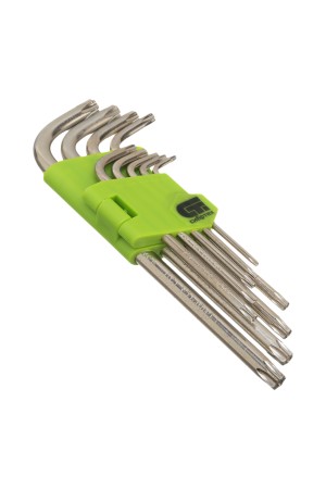 Набор ключей имбусовых Tamper-Torx , 9 шт: ТТ10-ТТ50.45x, закаленные, удлиненные, никель Сибртех