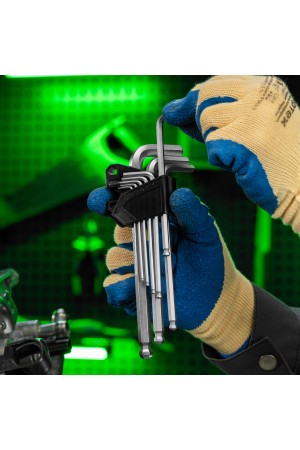 Набор ключей имбусовых, HEX, 1,5-10 мм, CrV, 9 шт., удлиненные, с шаром Сибртех