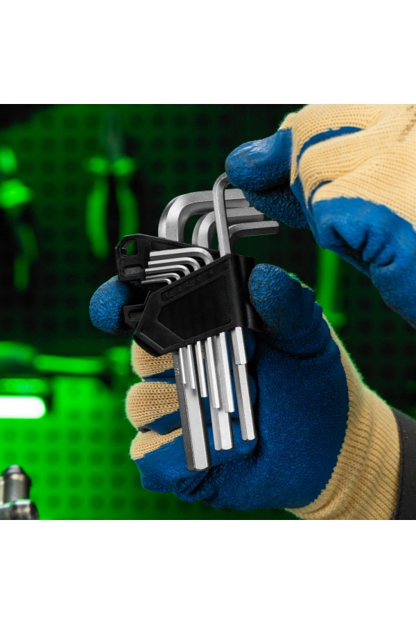 Набор ключей имбусовых, HEX, 1,5-10 мм, CrV, 9 шт. Сибртех