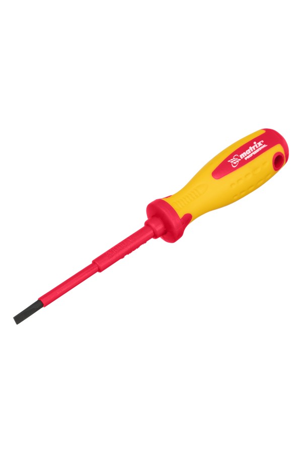 Отвертка Insulated, SL4 x 100 мм, CrMo, до 1000 В, двухкомпонентная рукоятка Matrix Professional