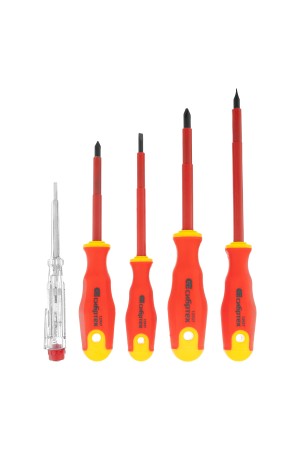 Набор отверток диэлектрических до 1000 В, 5 шт, тестер, CrV, двухкомпонентные рукоятки Сибртех