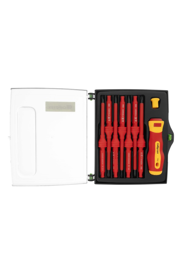 Отвертка со сменными жалами, диэлектрическая до 1000 В, 9 предметов, CrV Сибртех