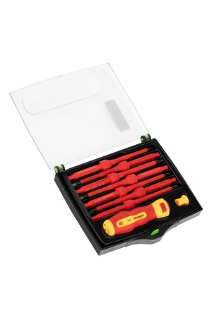 Отвертка со сменными жалами, диэлектрическая до 1000 В, 9 предметов, CrV Сибртех