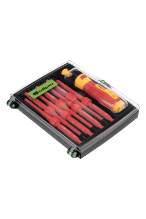 Отвертка со сменными жалами, диэлектрическая до 1000 В, 9 предметов, CrV Сибртех