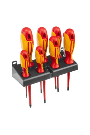 Набор отверток диэлектрических до 1000 В, 8 шт, тестер, CrMo, двухкомпонентные рукоятки Gross