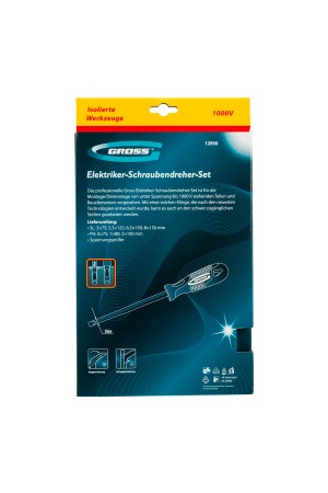Набор отверток диэлектрических до 1000 В, 8 шт, тестер, CrMo, двухкомпонентные рукоятки Gross