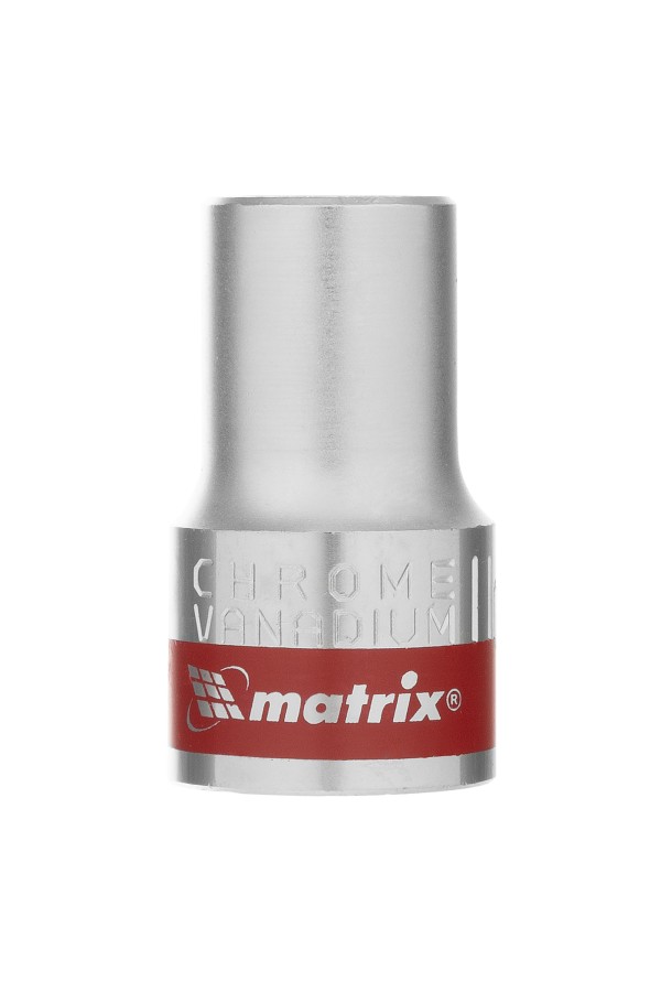 Головка торцевая, 11 мм, шестигранная, CrV, под квадрат 1/2, хромированная Matrix