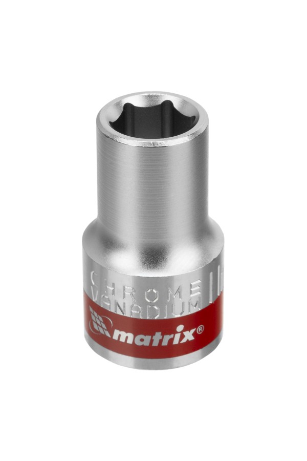Головка торцевая, 11 мм, шестигранная, CrV, под квадрат 1/2, хромированная Matrix