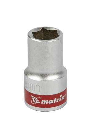 Головка торцевая, 12 мм, шестигранная, CrV, под квадрат 1/2, хромированная Matrix