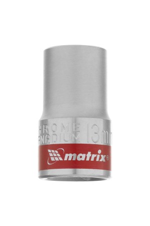 Головка торцевая, 13 мм, шестигранная, CrV, под квадрат 1/2, хромированная Matrix