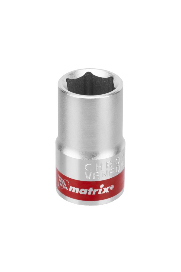 Головка торцевая, 14 мм, шестигранная, CrV, под квадрат 1/2, хромированная Matrix