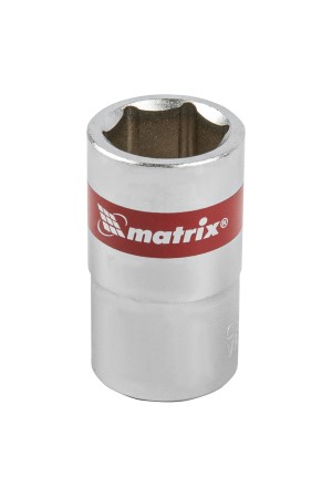 Головка торцевая, 15 мм, шестигранная, CrV, под квадрат 1/2, хромированная Matrix