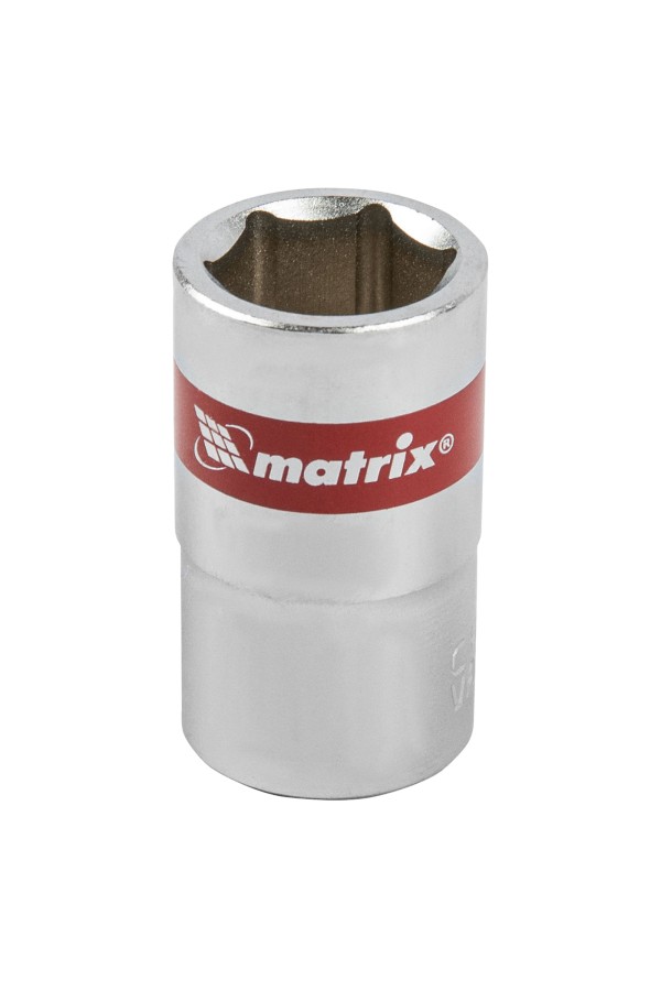 Головка торцевая, 15 мм, шестигранная, CrV, под квадрат 1/2, хромированная Matrix