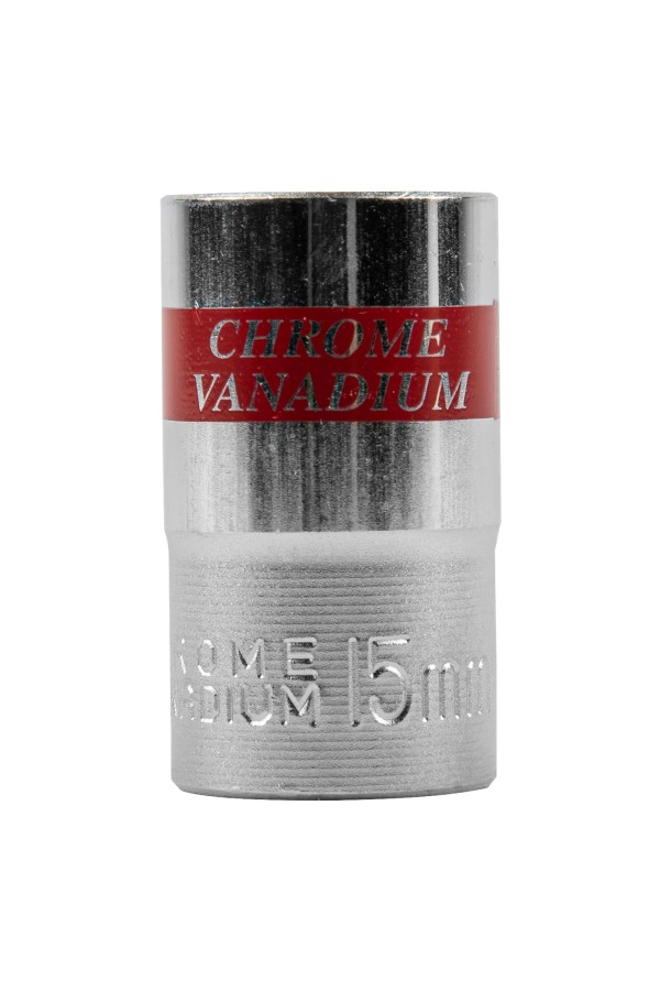 Головка торцевая, 15 мм, шестигранная, CrV, под квадрат 1/2, хромированная Matrix