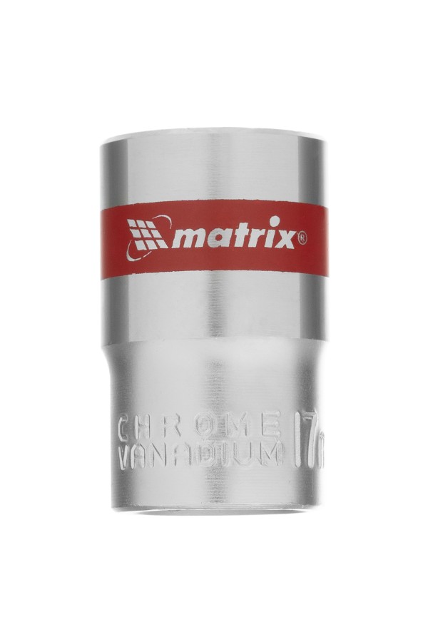 Головка торцевая, 17 мм, шестигранная, CrV, под квадрат 1/2, хромированная Matrix