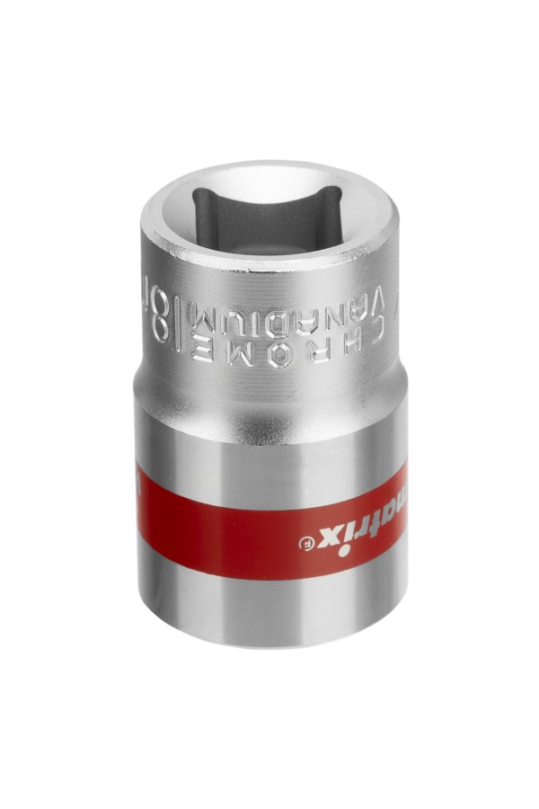 Головка торцевая, 18 мм, шестигранная, CrV, под квадрат 1/2, хромированная Matrix