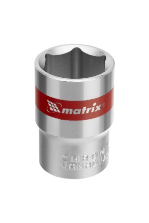 Головка торцевая, 19 мм, шестигранная, CrV, под квадрат 1/2, хромированная Matrix