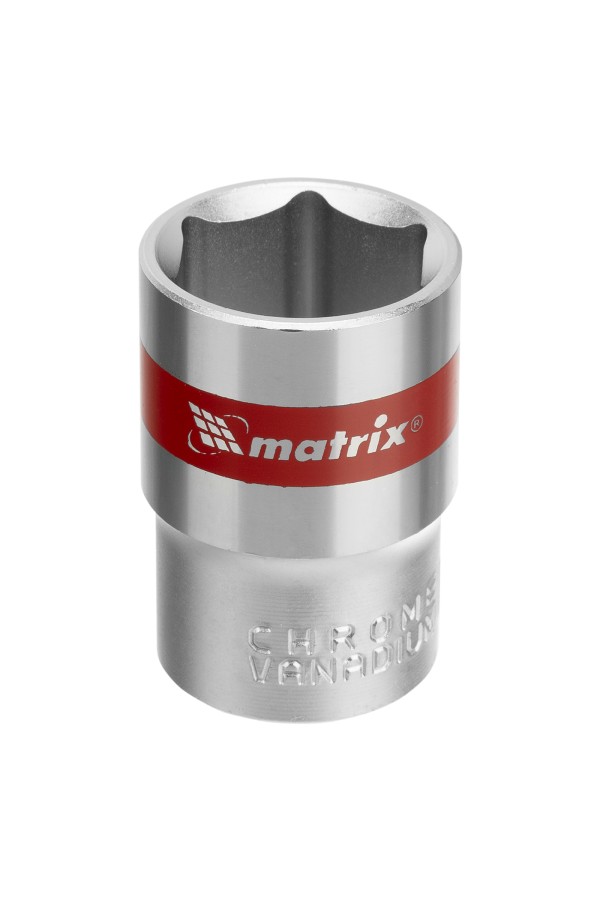 Головка торцевая, 19 мм, шестигранная, CrV, под квадрат 1/2, хромированная Matrix