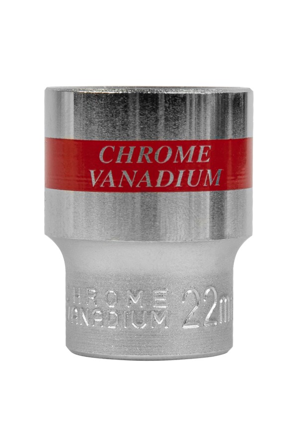Головка торцевая, 22 мм, шестигранная, CrV, под квадрат 1/2, хромированная Matrix