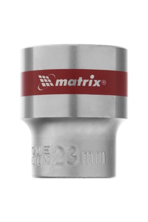 Головка торцевая, 23 мм, шестигранная, CrV, под квадрат 1/2, хромированная Matrix