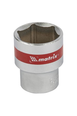 Головка торцевая, 24 мм, шестигранная, CrV, под квадрат 1/2, хромированная Matrix
