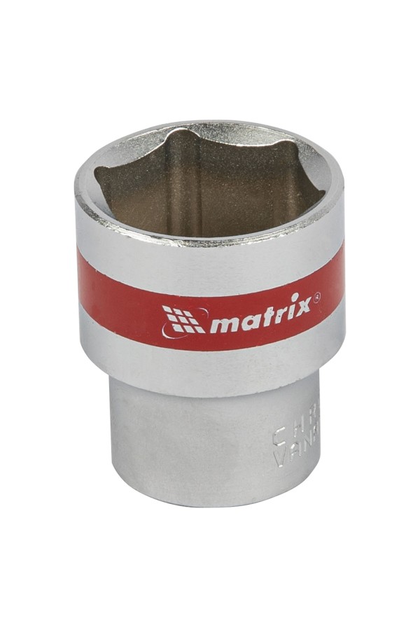 Головка торцевая, 24 мм, шестигранная, CrV, под квадрат 1/2, хромированная Matrix