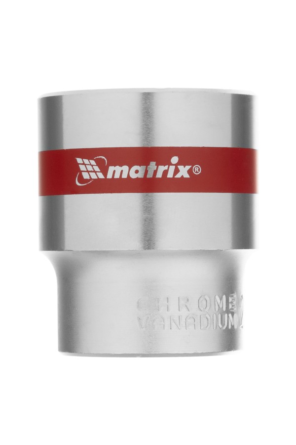 Головка торцевая, 27 мм, шестигранная, CrV, под квадрат 1/2, хромированная Matrix