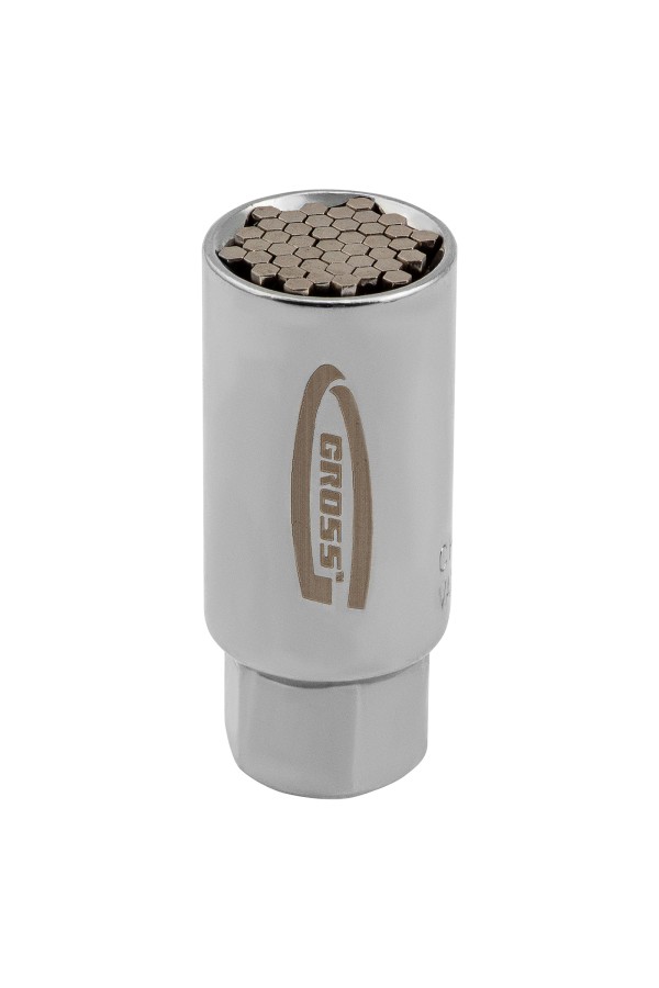 Головка торцевая многоразмерная, CrV, 6-21 мм, под квадрат 3/8, CrV, хромированная Gross