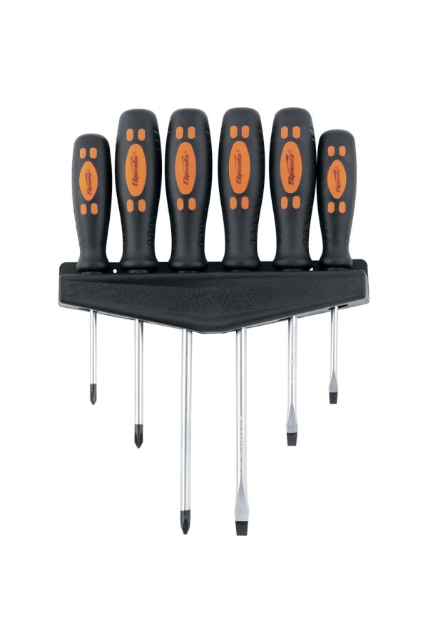 Набор отверток, двухкомпонентные рукоятки, 6 шт CrV Sparta.