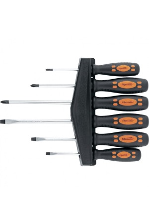 Набор отверток, двухкомпонентные рукоятки, 6 шт CrV Sparta.