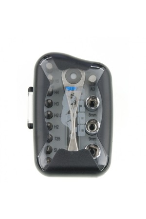 Реверсивная трещотка с набором бит и торцевыми головками, 14 шт Барс