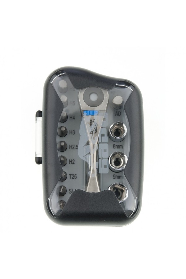 Реверсивная трещотка с набором бит и торцевыми головками, 14 шт Барс