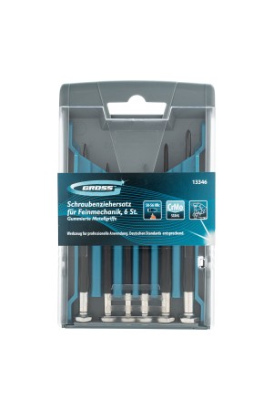 Набор отверток для точной механики, CrMo, металлические обрезиненные рукоятки, 6 шт, бокс трансформер Gross