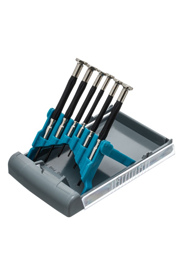 Набор отверток для точной механики, CrMo, металлические обрезиненные рукоятки, 6 шт, бокс трансформер Gross