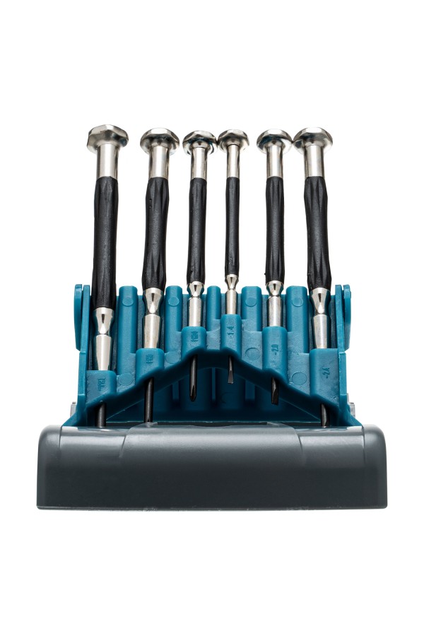 Набор отверток для точной механики, CrMo, металлические обрезиненные рукоятки, 6 шт, бокс трансформер Gross