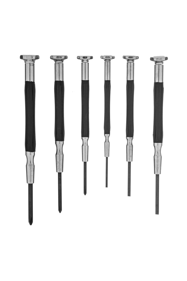 Набор отверток для точной механики, CrMo, металлические обрезиненные рукоятки, 6 шт, бокс трансформер Gross