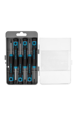 Набор отверток для точной механики, CrMo, двухкомпонентные рукоятки, 6 шт, пластиковый бокс Gross
