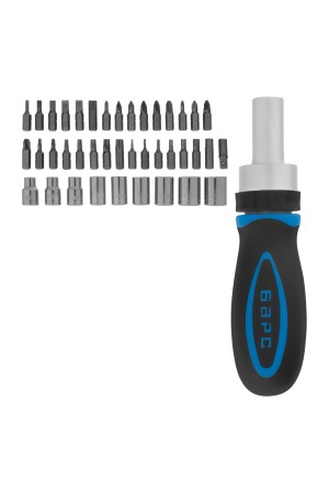 Отвертка реверсивная с набором бит и торцевыми головками, 41 шт Барс