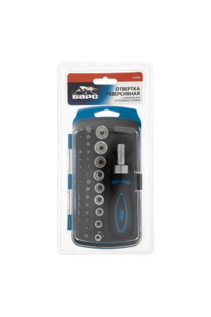 Отвертка реверсивная с набором бит и торцевыми головками, 41 шт Барс