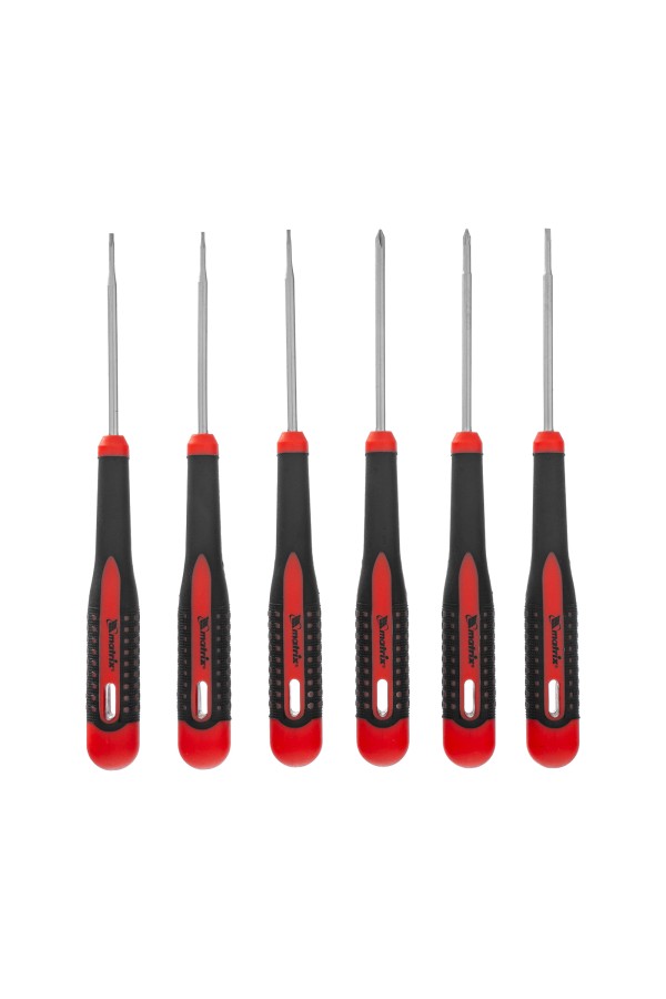 Набор отверток для точных работ Fusion, двухкомпонентная рукоятка, 6 шт, в пластиковом пенале Matrix