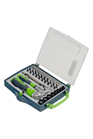 Отвертки реверсивные с набором бит, торцевых головок, 61 предмет, CrV Сибртех